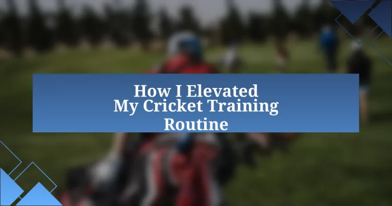 How I Elevated My Cricket Training Routine