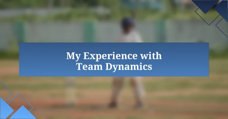 My Experience with Team Dynamics