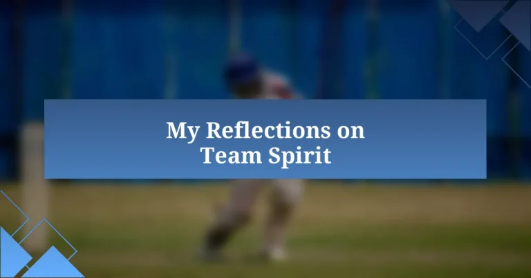 My Reflections on Team Spirit