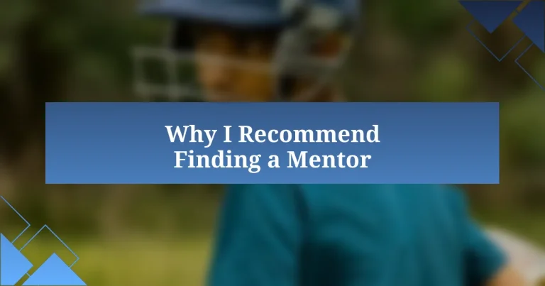 Why I Recommend Finding a Mentor