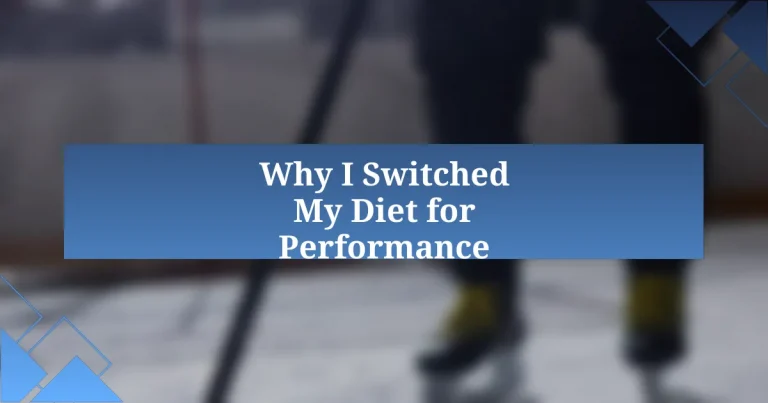 Why I Switched My Diet for Performance